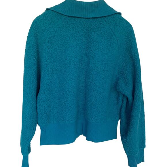 Victoria's Secret Pink Pullover Women's Small Sherpa Crop Academia Teal 1/4 Zip - Picture 2 of 7